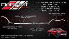 Toyota Hilux 2.8 GD-6 Straight Pipe Exhaust System