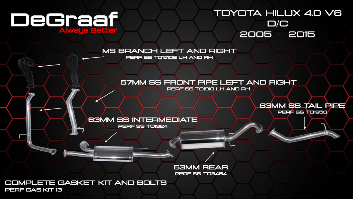 Toyota Hilux 4.0 V6 Double Cab 2005 - 2015 Exhaust