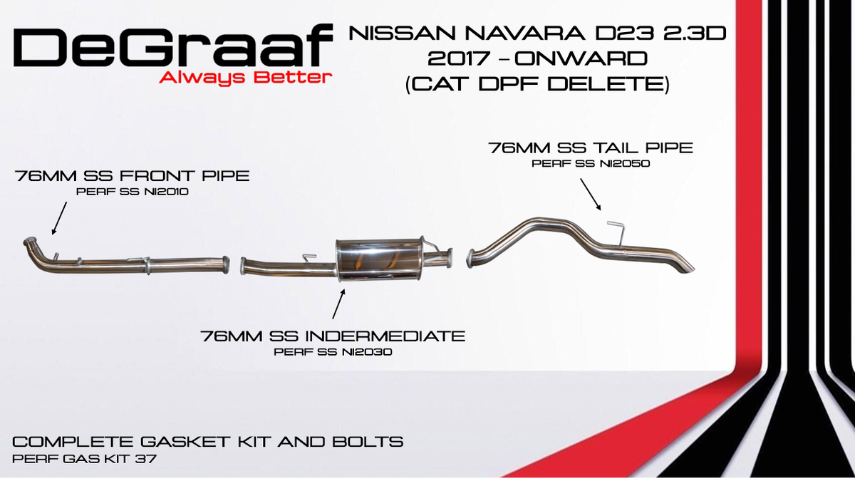 Nissan Navara D23 2.3 - 2017 (Cat DPF Delete) De Graaf Exhaust