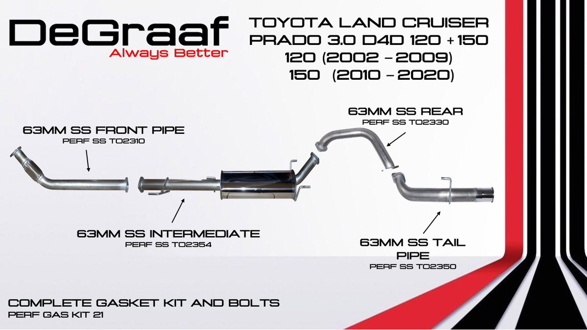 Toyota 3.0 D4D Prado 120 & 150 Series De Graaf Exhaust System