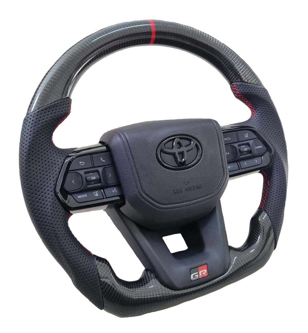 Toyota VX300 GR Full Carbon Black Trim Red Stitch Steering Wheel