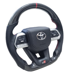 Toyota VX300 GR Full Carbon Silver Trim Red Stitch Steering Wheel