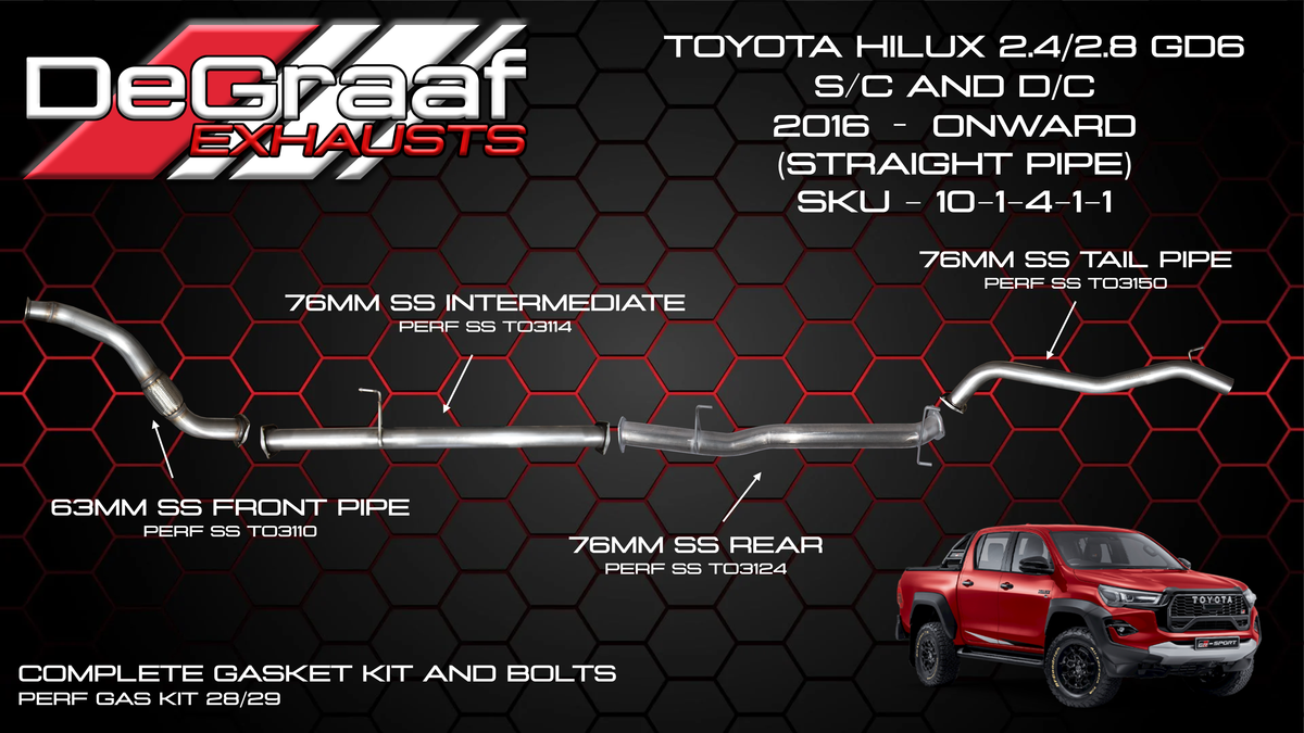 Toyota Hilux 2.8 GD-6 Straight Pipe Exhaust System